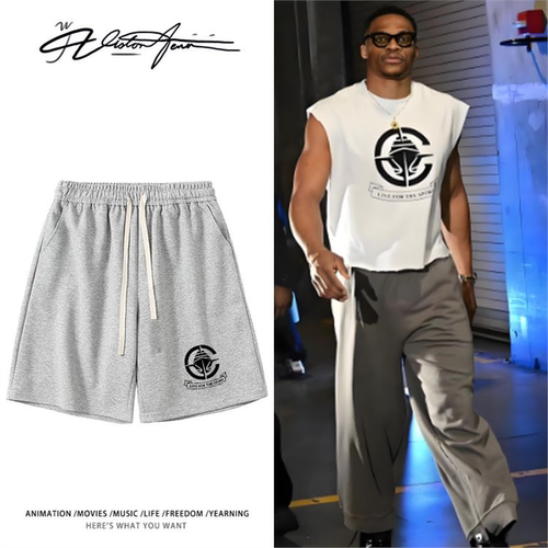 美国篮球联赛维斯布鲁克威少同款快船印花短裤夏季宽松休闲