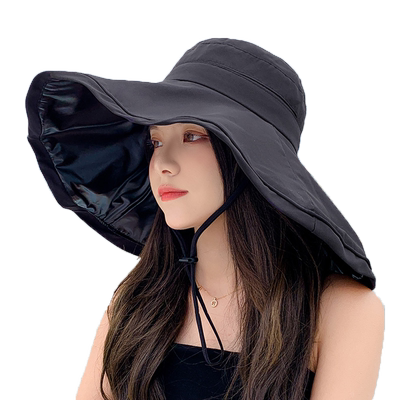 女夏黑胶防紫外线遮阳防晒渔夫帽