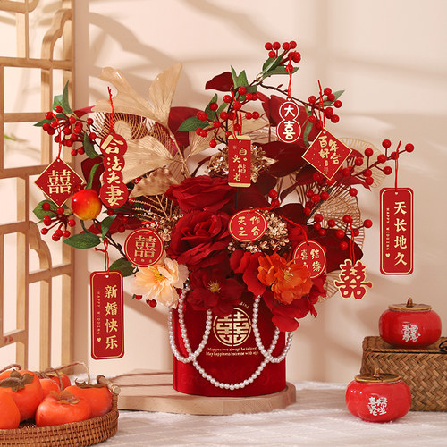 结婚订婚成品仿真花花束摆件