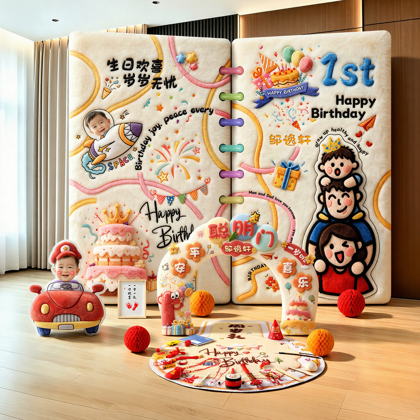 狄瑞斯男宝宝女孩生日布置套装图片