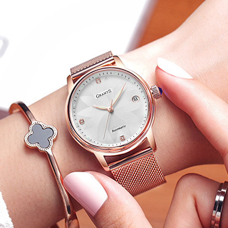 2019新款网红女士机械表夜光防水简约日历时尚潮流正品手表女气质