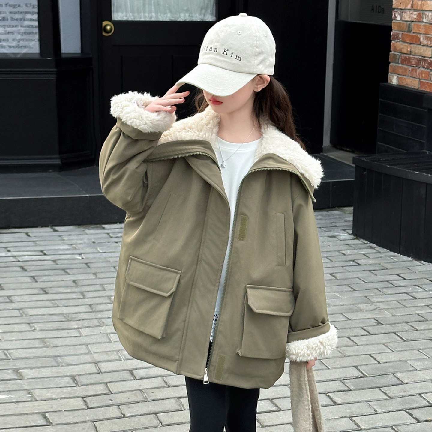 女童加绒外套秋冬款2025新款洋气中大童儿童冬季女孩加厚保暖外套