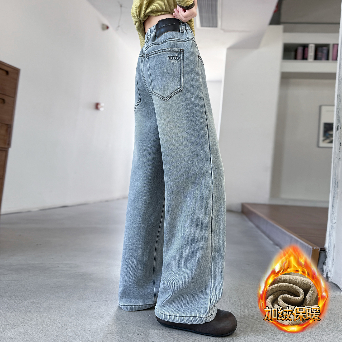 女童一体绒牛仔裤秋冬款2025新款中大童儿童冬装女孩加厚直筒裤子,童装/婴儿装/亲子装,裤子,淘宝优惠券,粉丝福利购,淘宝优惠卷