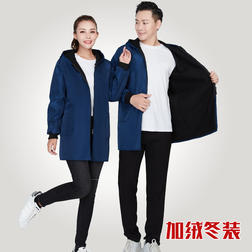 冬季加绒加厚防风防水工装大衣