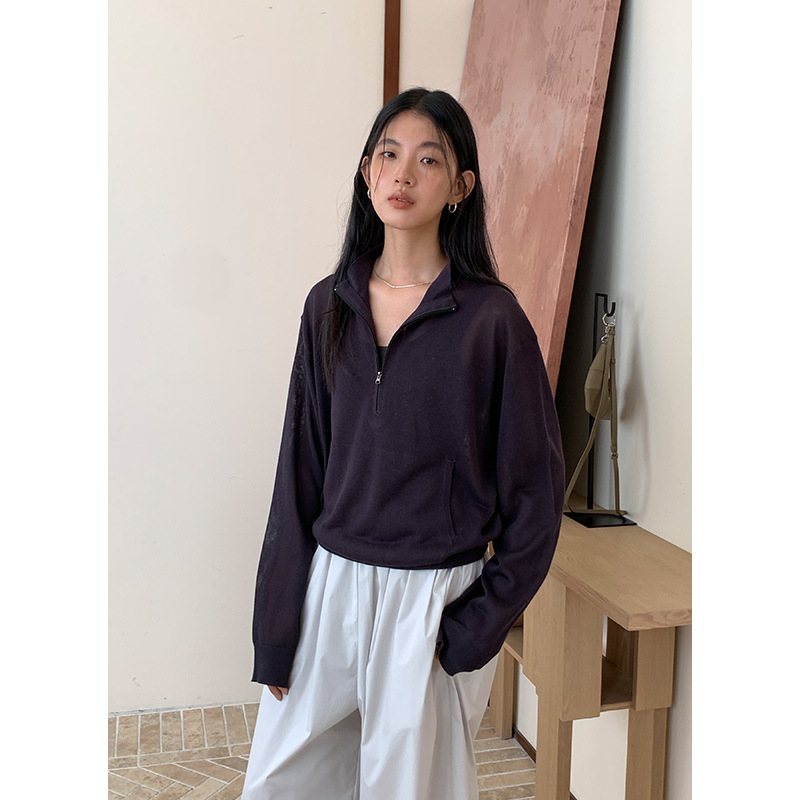 木兰 松弛感半高领针织衫2025十三行秋新款韩系宽松百搭上衣56981