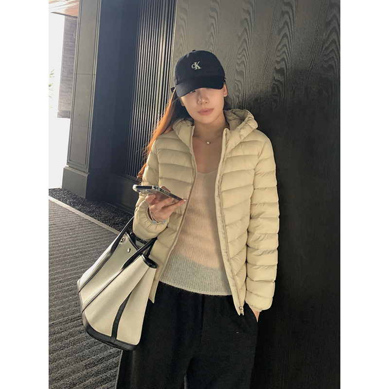元派bluepops2025冬季90白鸭绒连帽羽绒服休闲轻盈保暖外套W2341