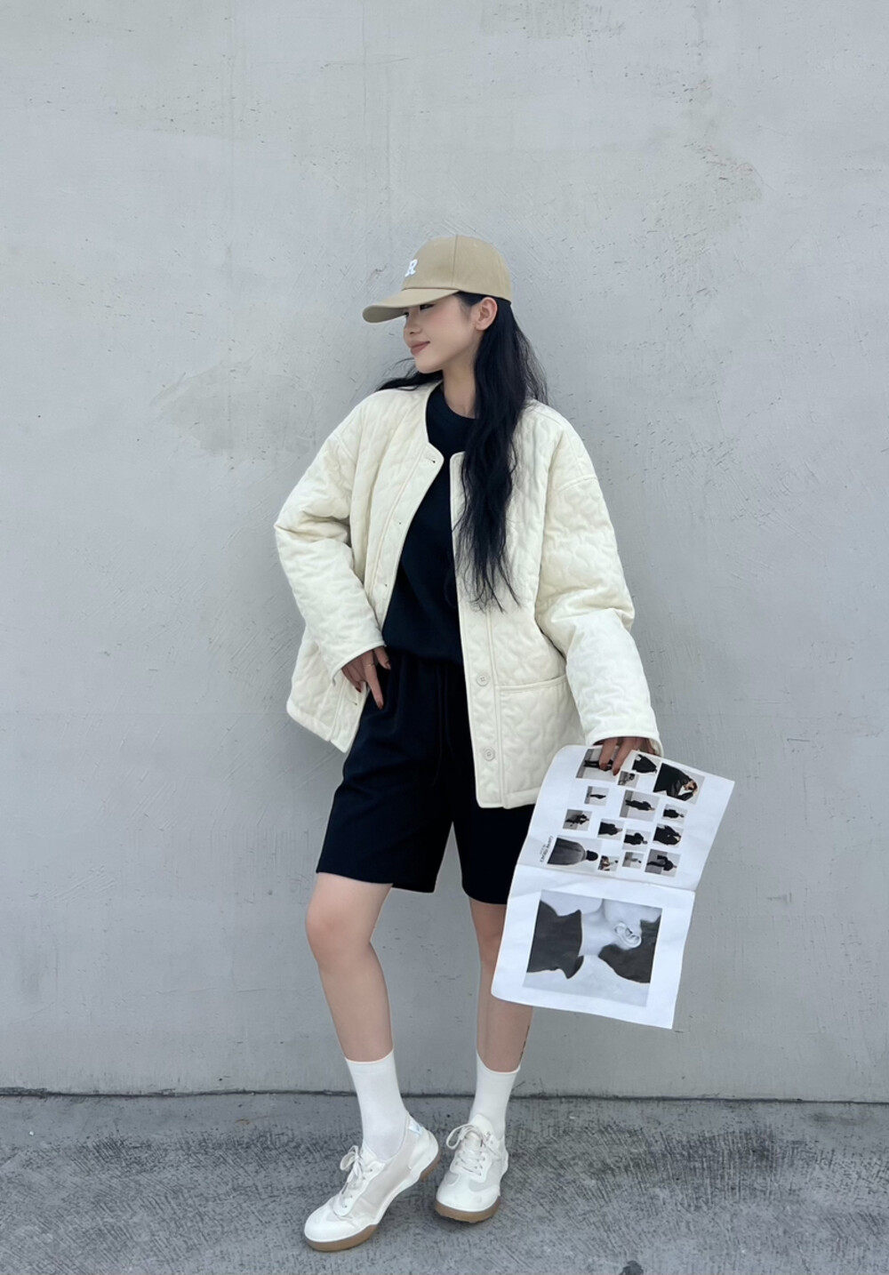 LILY2025冬季新款韩版宽松休闲百搭菱格棉服外套女式棉衣女9376