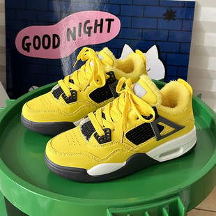 高帮AJ3篮球鞋 加绒保暖官网男女鞋 aj4白水泥学生乔4电母运动棉鞋