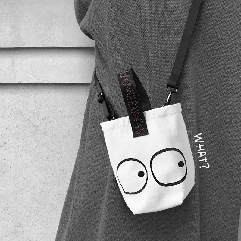 休闲饭盒手提斜挎大眼睛单肩袋包手腕小手背提女包遛弯袋便当弥与