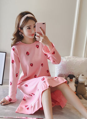 睡衣上衣单件女款夏春秋冬纯棉家居服长袖独特绝美睡裙女孩初中生