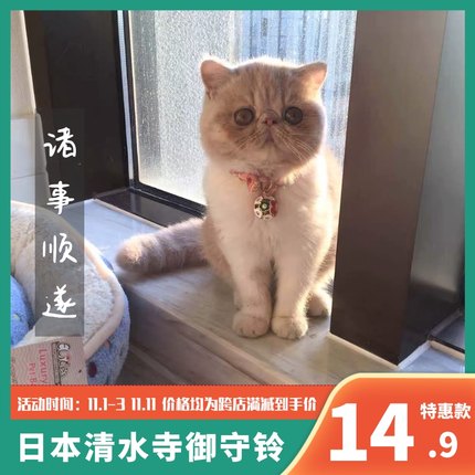 一织猫原创设计日本和风宠物用品带铃铛项圈小型犬小兔子猫咪通用