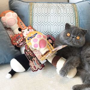 日本多格漫大号猫爪猫踩踩尾巴会发声猫抱枕洁齿安抚情绪猫咪玩具