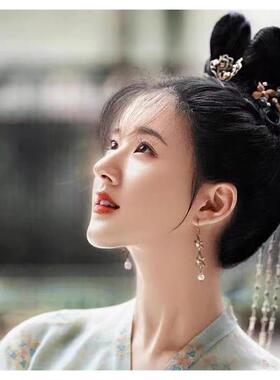 长歌行赵露丝乐嫣同款假发包古风汉服发饰长珍珠流苏发夹唐风发髻
