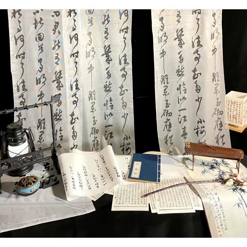 古风诗词书法字画布艺卷轴古书新中式汉服摄影写真拍照道具装饰