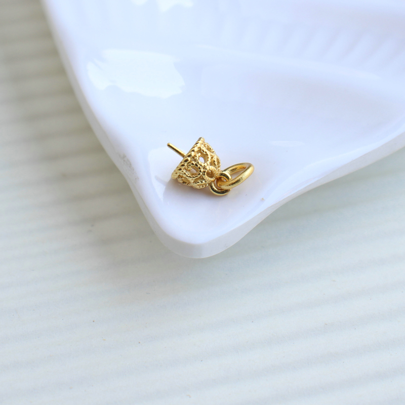 电镀带吊环吊坠托针DIY手工配件