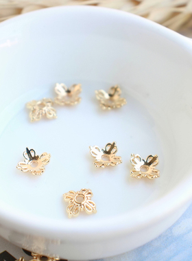 14K保色金珠配件十字皇冠花托 角对角8mmdiy手工首饰饰品50个一份