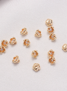 女铜镀金镶嵌锆石吊坠小挂件DIY