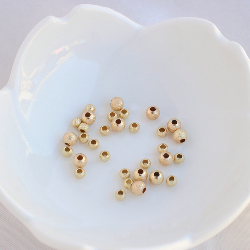 diy包金磨砂手工项链空心珠