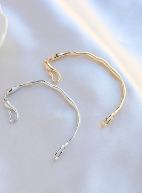 简约铜镀金保色手镯扣半圈DIY