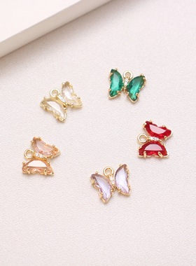 女镀金玻璃锆石吊坠小挂件DIY