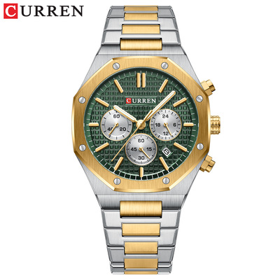 CURREN/卡瑞恩8440男士六针圆形石英手表 日历多功能防水腕表