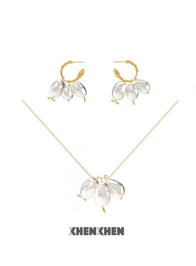 XHENXHEN isaro珍珠系列编织巴洛克淡水珍珠耳钉项链