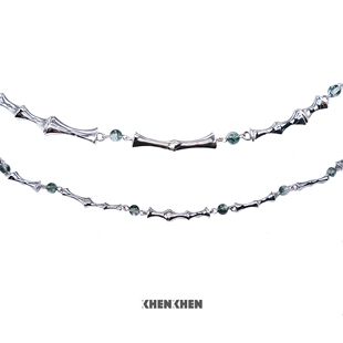 XHENXHEN裘德鹭卓同款浮光竹影系列竹节翠影毛衣链长珠链天然石