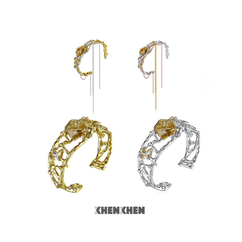 XHENXHEN王晓赟子姚晓棠刘恋张艺兴同款春分系列流苏肌理细手镯