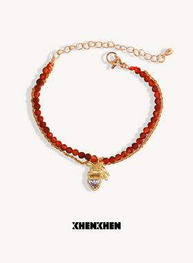 天马赐福小马天然石红色女士手链