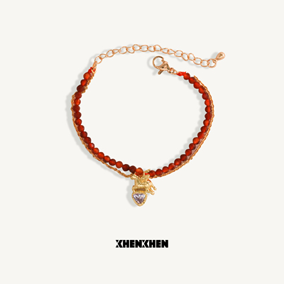 天马赐福小马天然石红色女士手链