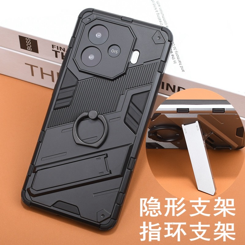 适用iQOO z9Turbo+手机壳iqooz9 turbo户外战术通勤防摔保护套vivo iqooZ9军事科技风指环支架加厚铠甲外壳