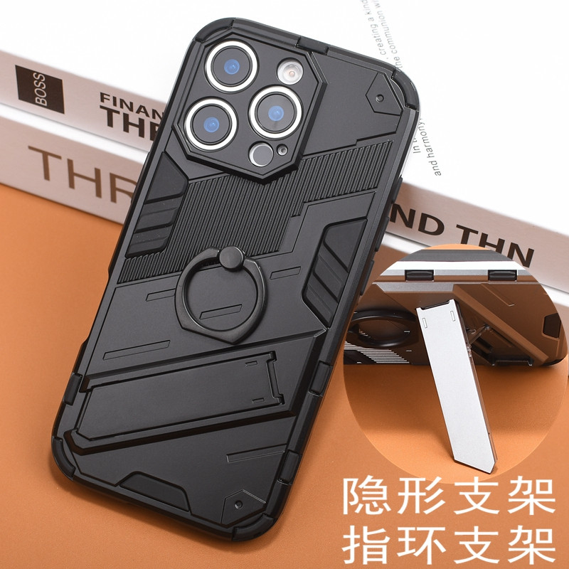 适用iPhone16手机壳指环支架 iPhone 16 ProMax保护套苹果16 pro磨砂硬壳高级感16 plus全包防摔个性创意外壳