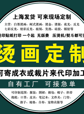 烫画定制热转印贴纸柯式白墨烫画服装鞋帽箱包反光烫金银logo定做