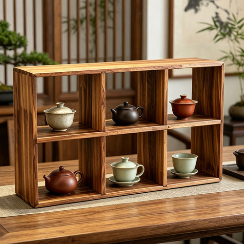 实木茶杯架子茶壶架多宝格复古茶具博古架手工收纳架六宫格茶架