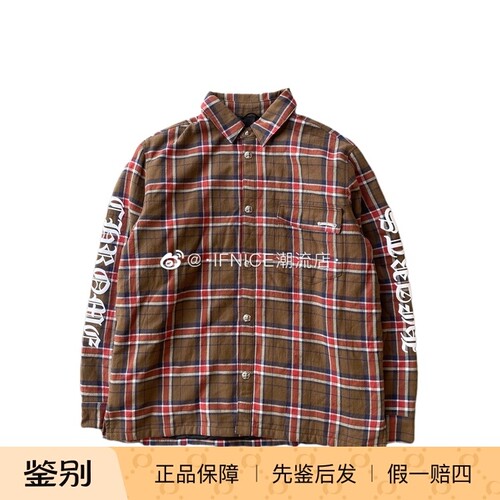 Chrome Hearts 克罗心 棕色格子梵文夹棉衬衫外套