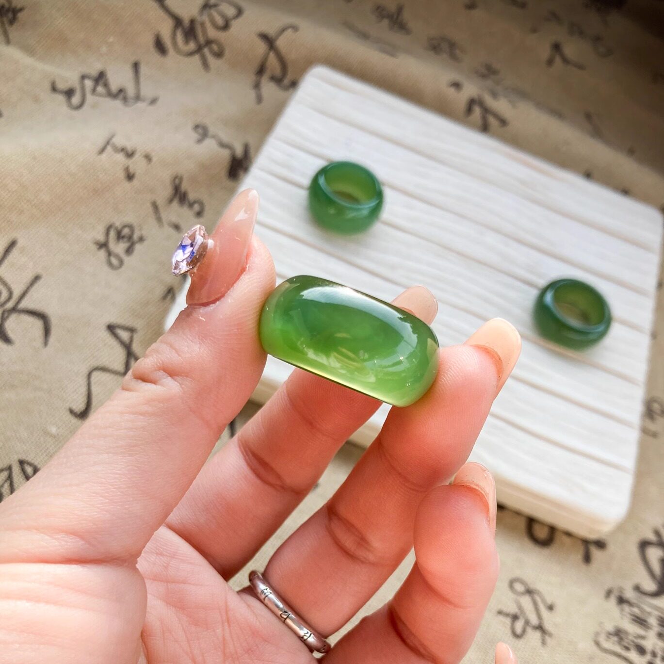 天然和田玉碧玉戒指女款玉石指环男款玉戒指玉指环玉戒圈直播专拍