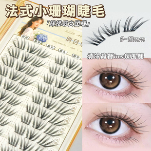 免胶法式小珊瑚假睫毛胶水款自然清冷分段式韩系眼睫毛单簇上镜