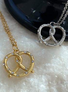 一枝橘 法式ins风碱水包项链 复古韩版面包项链简约锁骨链