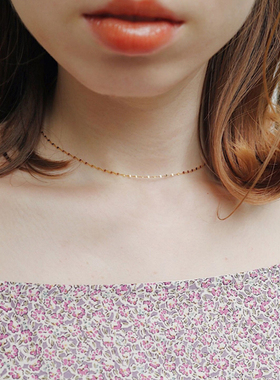 一枝橘 简约金银925纯银项链女素链细锁骨链夏季无吊坠颈链