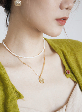 一枝橘玫瑰项链拼接不对称