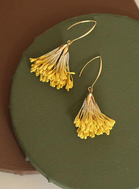 一枝橘 秋日花穗艺术高级感耳环流苏百搭饰品耳饰女耳夹小众设计