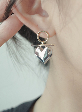 一枝橘 爱心耳环女秋季高级感耳坠耳饰小众设计感耳钉甜美心形