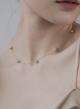 一枝橘 满天星珍珠锁骨链女小众设计感项链轻奢高级感气质脖颈链