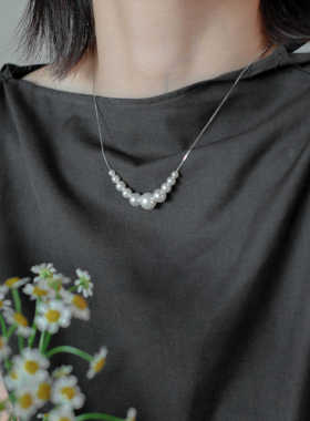 一枝橘 925纯银大小错落珍珠项链女2024新款爆款小众锁骨颈链