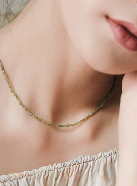 一枝橘 莫奈花园串珠项链水晶项链女锁骨链夏小众设计感简约颈链