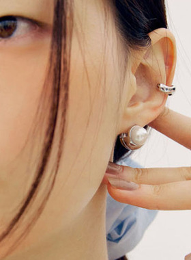 一枝橘 法式简约珍珠金属球圆形耳扣复古ins风气质小众耳针耳饰