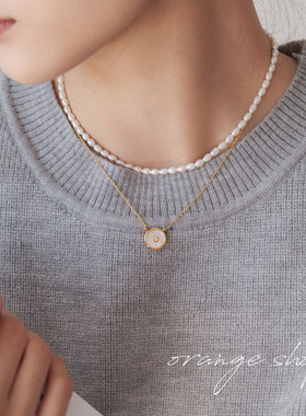 一枝橘贝母铜镀金女通勤风项链