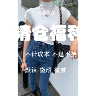 XI元 打底衫 熙3021正版 T恤女设计感高腰修身 上衣潮 半高领短袖 YUAN