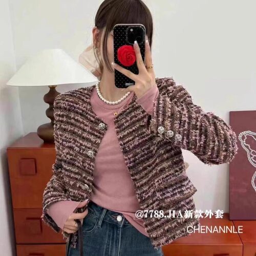 7788小香风家CHENANNLE2026春新款高级感粗花呢洋气圆领长袖外套