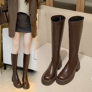 31小码增高时装靴子设计骑士靴女辣妹潮流长筒靴冬季加绒3233新款